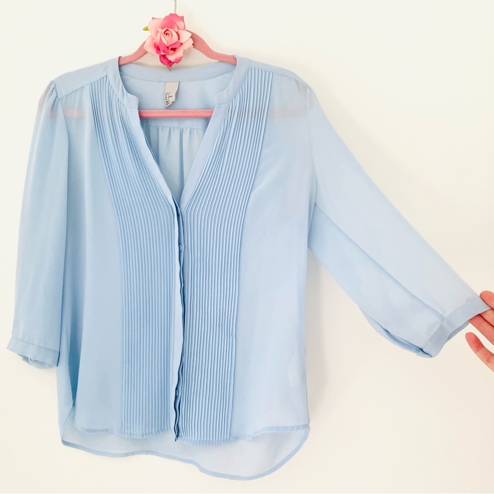 💕Pretty Blue Blouse Top SZ M